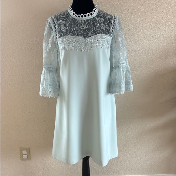Ted Baker London Pastel Blue Embroidered Rachael Lace Elegant Dress - Picture 2 of 9
